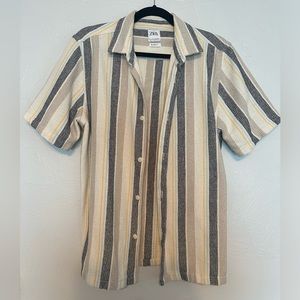 ZARA man ecru textured stripe shirt